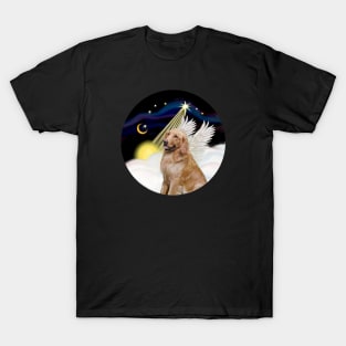 Golden Retriever Angel and Star Studded Sky T-Shirt